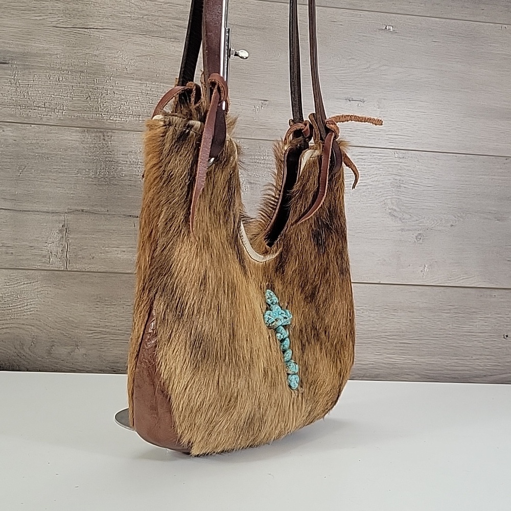 Kurtmen Design Cowhide Horse Hair Cross Shoulder Bag Hobo Tote Purse Handbag - Picture 3 of 14